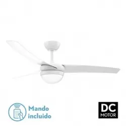 Ventilador 2xe27 Dc Kusi Blanco 3 Asp.6 Veloc. 35/47,5x132d C/remoto Y Temporizador