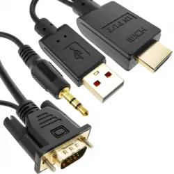 Bematik - Cable Conversor Hdmi A Vga Con Audio Y Alimentación Usb 3 M Hc05200