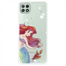 Funda Oficial de Disney Ariel y Sebastián Burbujas La Sirenita para Samsung Galaxy A22 5G