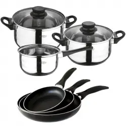 San Ignacio PK329 Batería de Cocina 5 Piezas + Set 3 Sartenes 16,20 y 24cm