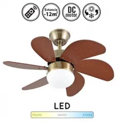 Ventilador De Techo Con Luz Dc Arrayan Cuero