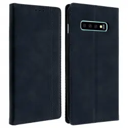 Avizar Funda Tipo Libro Billetera Vintage Azul Oscuro para Samsung Galaxy S10