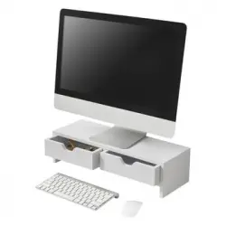 Soporte Para Monitor Mänttä Con 2 Cajones Aglomerado 50 X 18 X 13 Cm Blanco [en.casa]