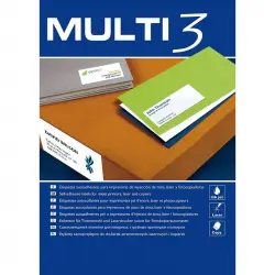 Apli Multi3 Etiqueta Adhesiva para Impresoras de Inyección Tinta Láser y Fotocopiadoras 100 Hojas 105 X 74mm