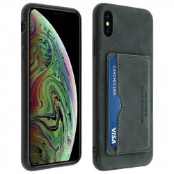 Avizar Funda Trasera de Silicona/Piel Sintética Gris Efecto Vintage para Apple iPhone XS Max
