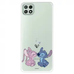 Funda Oficial de Disney Angel & Stitch Beso para Samsung Galaxy A22 5G