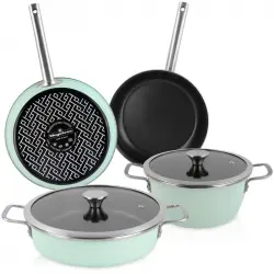 Magefesa Nordic Verde Batería Cocina Inducción 6 Piezas, Antiadherente Libre Pfoa Exterior Verde Men