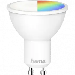 Bombilla inteligente - Hama GU10, 5.5W, WiFi, RGBW, Compatible con Alexa/Google Assistant, Blanco