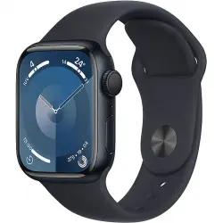 Apple Watch Series 9 (2023), GPS, 41 mm, Gesto de doble toque, Caja aluminio medianoche, Correa deportiva Talla M/L