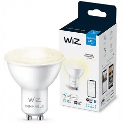 Bombilla inteligente - Wiz GU10, 50W, Luz blanca cálida regulable, Wifi y Bluetooth, Control por voz