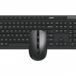 Pack Teclado + Ratón - Rapoo 8210M, QWERTY, 1600 dpi, Bluetooth, Wireless, Plug & Play, Tecnología Óptica, Negro