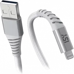 Cable USB - ISY ICN-5000-WT-AL, De USB-A a Lightning, 2 m, Blanco