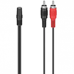 Adaptador - Hama 00205186, Jack 3.5 mm, 2x RCA, 10 cm, Negro