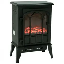 Chimenea Eléctrica De Vidrio Templado Homcom 39x23x56,5 Cm - Negro