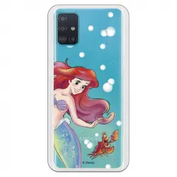 Funda Oficial de Disney Ariel y Sebastián Burbujas La Sirenita para Samsung Galaxy A51 5G