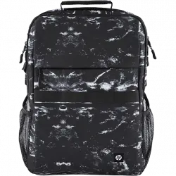 Mochila - HP Campus XL con patrón de mármol, 20 L, Portátiles hasta 16", Tablet, Acolchado, Materiales impermeables, Negro