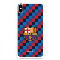 Funda Licencia Oficial FC Barcelona Escudo Fondo Cuadros para iPhone XS Max