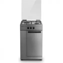 Infiniton Cc3wo - Cocina De Gas Sin Horno, Inox, Ancho 50cm, 3 Fuegos, Quemador Wok, Compartimento Portabombonas, Regulación Modular Del Fuego