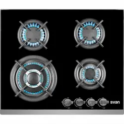 Svan SVEC4BF Placa de Gas 4 Zonas 60cm Cristal Negro