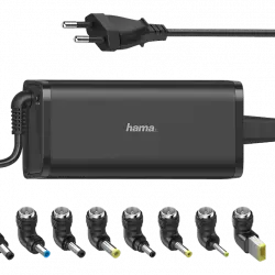 Cargador para portátil - Hama Universal Notebook, Para portátiles, 7 adaptadores, Universal, 90W, Negro