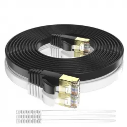 Max Connection Pack 2 Cables de Red Planos F/STP RJ45 Cat.7 32AWG 5m + 15 Bridas Colores Surtidos
