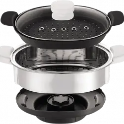 Accesorio vaporera - Moulinex XF384B10, 3.7 L, 2 Niveles de cocción, Compatible con robot Cuisine Companion XF3848, Blanco