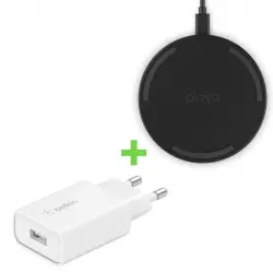 Belkin Pack Base de Carga Inalámbrica 10W Negra + Cargador Qualcomm Quick Charge 3.0 18W Blanco