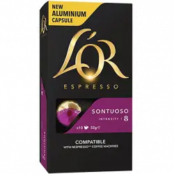 Cápsulas monodosis LOR Espresso Sontuoso 08, pack de 10, compatible para Nespresso