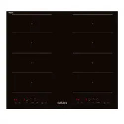 Placa De Inducción Svan Svi623fz 7400w 4 Zonas Doble Flexizone Negro 59 Cm