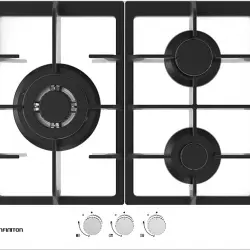 Encimera - Infiniton GG-332, Cristal, Gas Butano o Natural, Eléctrico, 3 quemadores, 60 cm ancho, Inox