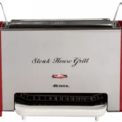 Grill - Ariete Steak House 730 Vertical, Potencia 1300W, Doble resistencia, Inox, Rojo