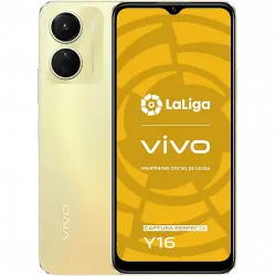 Móvil - vivo Y16, Drizzling Gold, 128GB, 4GB, 6.51" HD, Helio P35, Doble cámara 13MP, 5000mAh, Dual SIM, Android