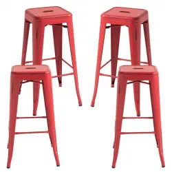 Packs Taburetes Altos - Pack 4 Taburetes Torix Vintage - Rojo vintage