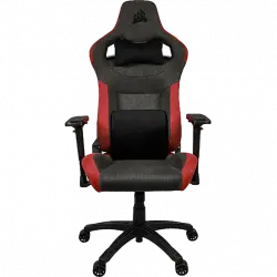 Silla gaming - Corsair T3 Rush, Reposacabezas 4D, Espalda inclinable, Hasta 120 kg, Almohadilla incluida, Rojo