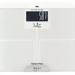 Báscula de baño - Jata 595, Peso máximo 150kg, Bluetooth, Pantalla LCD, Blanco