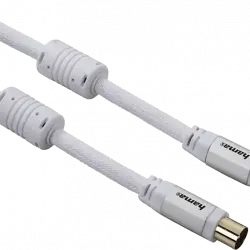 Cable de antena - Hama 00056581, Coaxial, 2 metros, Tejido nylon, 95 dB, Blanco