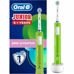 Cepillo eléctrico - Oral-B Junior, A partir de 6 años, Recargable, Verde