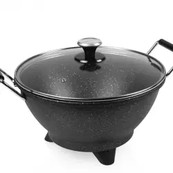 Wok - Princess 162389, Eléctrico, Wok, 1400 W, Capacidad 7 l, Diámetro 30 cm, Termostato, Negro