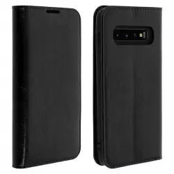 Avizar Funda Libro Cartera de Cuero Negra para Samsung Galaxy S10 Plus