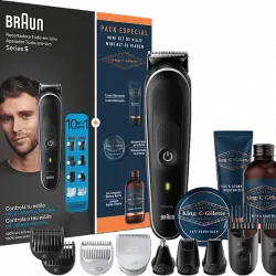 Afeitadora multifunción - Braun Series 5 MGK5440 + Pack King C.Gillette, Autonomía 100 minutos, 9 Accesorios de corte