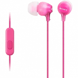 Auriculares de botón - Sony MDR-EX15APPI, Con micrófono, 8Hz 22000Hz, 100dB/mW, Botón, Tapones Silicona, Iman Neodimio, Rosa