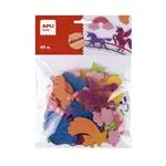Blíster Apli 40 Formas de goma eva adhesivas purpurina Unicornios