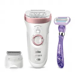 Braun - Silk-épil 9 9-870 Depiladora Mujer Eléctrica Para Depilación Duradera, Blanco/Oro Rosa