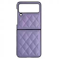 Funda Para Samsung Galaxy Z Flip 4 En Polipiel Rhombus Chic Series Lavanda