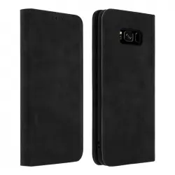 Avizar Funda Tipo Libro Billetera Vintage Negra para Samsung Galaxy S8