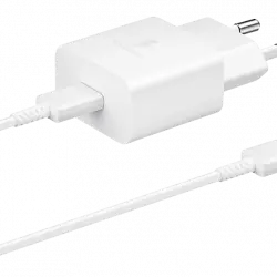 Cargador - Samsung EP-T1510XWEGEU, Cable USB-C, 1 m, 15W, Carga rápida, Blanco