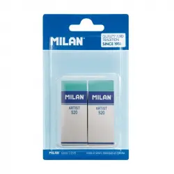 Milan Nata Artist 520 Blíster 2 Gomas de Borrar Verdes con Funda Cartón