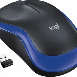 Ratón inalámbrico - Logitech M185, Nano receptor, 1000 ppp, Función scroll, 2,4GHz, Negro y Azul