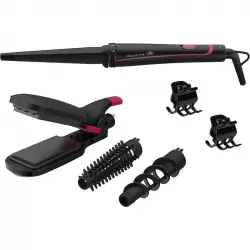 Rowenta Multistyler Infinitos Looks 9 en 1 Rizador de Pelo Negro/Rosa