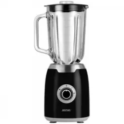 Batidora Vaso Americana, Jarra Cristal 1,5 L, 2 Velocidades, Pica Hielo, Cuchillas Acero Inox. Negro 350w Mpm Mbl-31